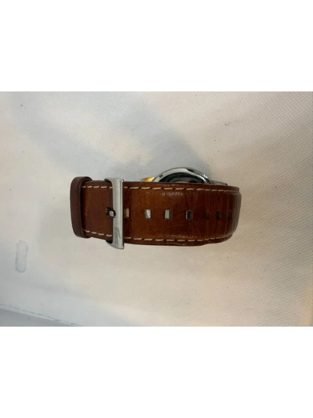 Lacoste Barcelona 2010498 Men's 44mm Cream Dial Brown Leather Quartz Watch - Picture 12 of 13